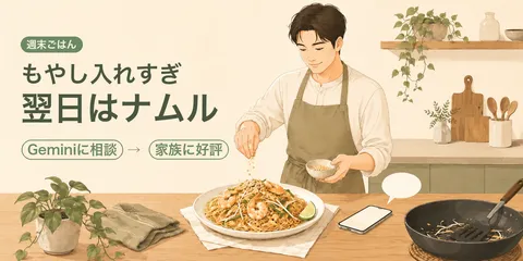 AIと作ったパッタイ風焼きそば。家族に好評だった週末ごはん