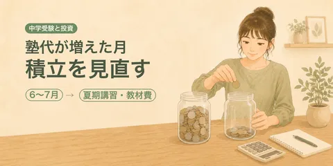 【中学受験】夏期講習の引落しが続く時期、投資の積立を3分の1に調整した記録