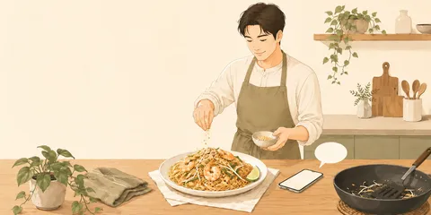 AIと作ったパッタイ風焼きそば。家族に好評だった週末ごはん